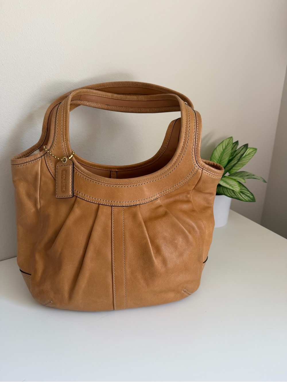 Coach Pleated Ergo Tattersall Shoulder Bag Style 12240